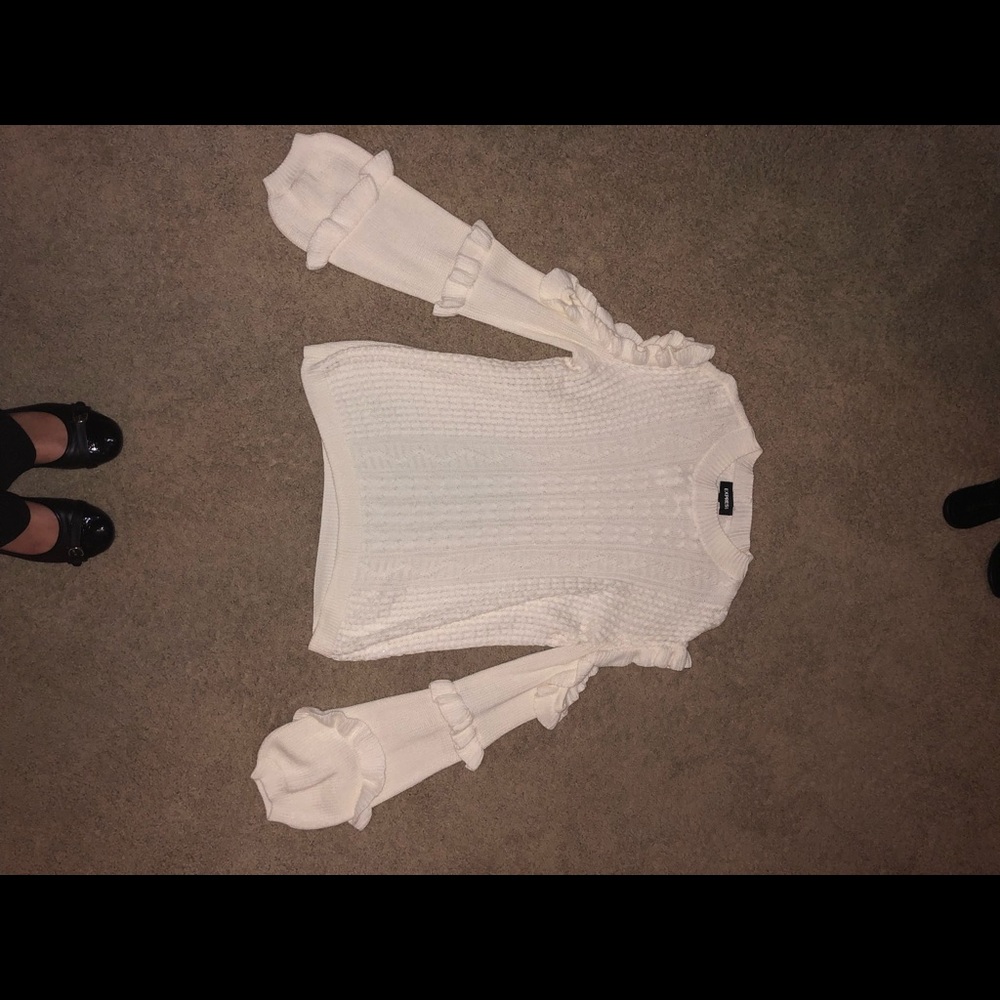 Express cold shoulder, bell sleeve, sweater